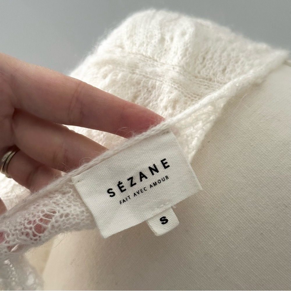 Sezane white Knit Sweater Jumper reversible - Picture 7 of 15